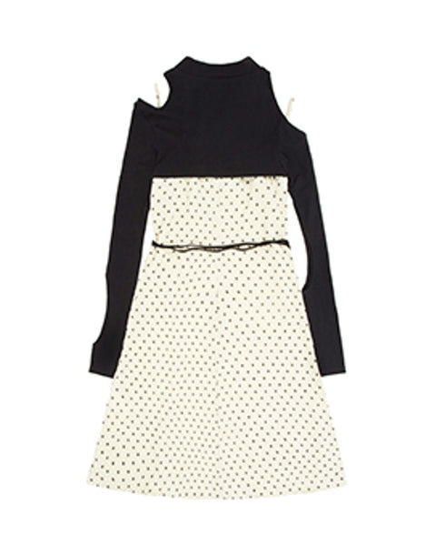 Cutout Layered Top & Dot Dress Co-ord